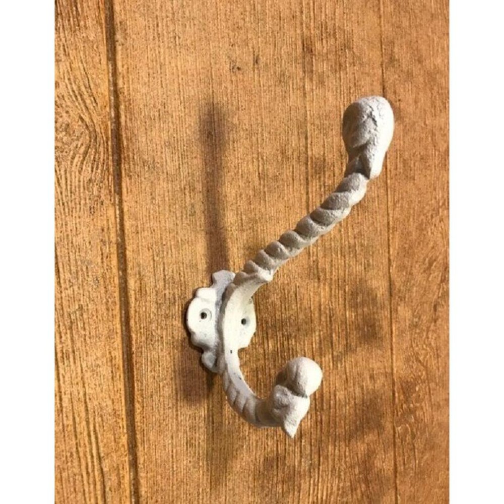 SIX (6) White Cast Iron Rope Wall Hooks 7" long Six (6) 0170-01209 - Picture 5 of 11